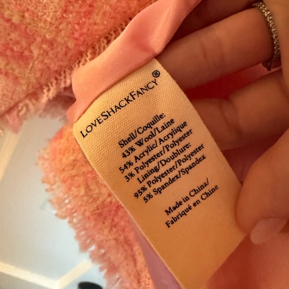 BNWT LOVESHACKFANCY Denison Double Breasted Pink Tweed Jacket Size 0 - Picture 5 of 6
